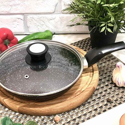 Сковорода с крышкой и гранитным покрытием А-Плюс - 1482 ✅ базовая цена $11.50 ✔ Опт ✔ Скидки ✔ Заходите! - Интернет-магазин ✅ Фортуна-опт ✅