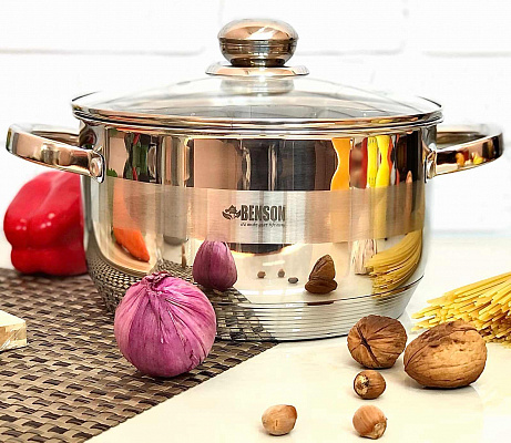 Кастрюля с девятислойным дном Benson 218 - 2,5 л  ✅ базовая цена $14.69 ✔ Опт ✔ Скидки ✔ Заходите! - Интернет-магазин ✅ Фортуна-опт ✅