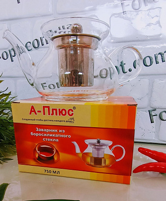 Чайник-заварник стекло 750мл A-Plus 0118 ✅ базовая цена $6.07 ✔ Опт ✔ Скидки ✔ Заходите! - Интернет-магазин ✅ Фортуна-опт ✅