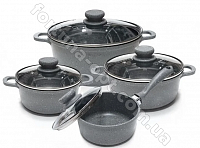 Набор посуды с мраморным  покрытием Edenberg EB - 9181 серый ✅ базовая цена $52 ✔ Опт ✔ Скидки ✔ Заходите! - Интернет-магазин ✅ Фортуна-опт ✅