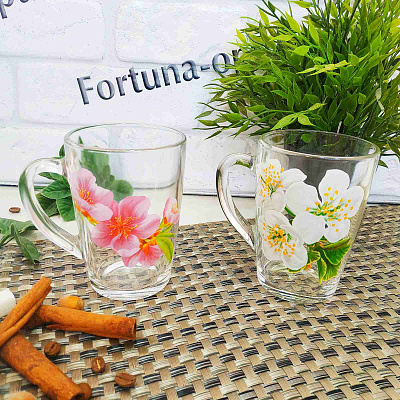 Чашка стекло 300 мл Капучино цветы 8140 ✅ базовая цена 50.37 грн. ✔ Опт ✔ Скидки ✔ Заходите! - Интернет-магазин ✅ Фортуна-опт ✅