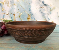 Миска борщевая красная глина резная 900мл - 7799 ✅ базовая цена 53.04 грн. ✔ Опт ✔ Скидки ✔ Заходите! - Интернет-магазин ✅ Фортуна-опт ✅