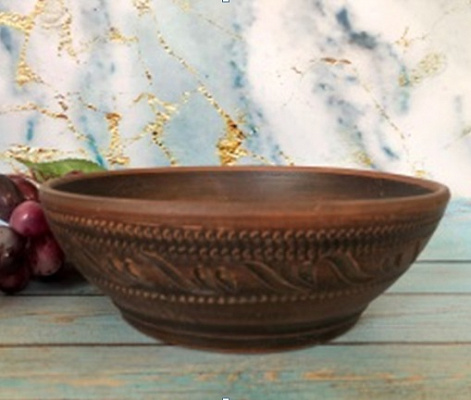 Миска борщевая красная глина резная 900мл - 7799 ✅ базовая цена 53.04 грн. ✔ Опт ✔ Скидки ✔ Заходите! - Интернет-магазин ✅ Фортуна-опт ✅