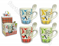 Кружка керамическая с ложкой 380 мл Валентинка Love Elina EL - 3081 ✅ базовая цена 29.40 грн. ✔ Опт ✔ Скидки ✔ Заходите! - Интернет-магазин ✅ Фортуна-опт ✅