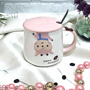 Чашка керамическая с крышкой и ложкой 400 мл "Animals" Stenson - 00203 ✅ базовая цена $3.78 ✔ Опт ✔ Скидки ✔ Заходите! - Интернет-магазин ✅ Фортуна-опт ✅