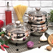 Набор кастрюль яблочной формы Edenberg EB - 1118➜ Опт и розница ✅ актуальная цена -Интернет магазин ✅ Фортуна ✅