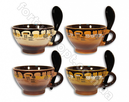 Чашка для супа с ложкой 500 мл Elina EL - 4097 ✅ базовая цена 32.80 грн. ✔ Опт ✔ Скидки ✔ Заходите! - Интернет-магазин ✅ Фортуна-опт ✅