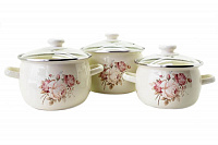 Набор эмалированный 2,4л/3,5л/4,75л "6927" Розовая роза ✅ базовая цена 944.81 грн. ✔ Опт ✔ Скидки ✔ Заходите! - Интернет-магазин ✅ Фортуна-опт ✅