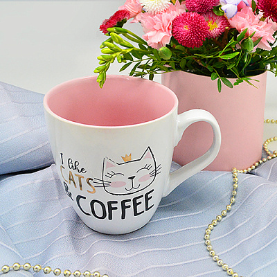 Чашка 550 мл "I love cats & coffee" 10320 ✅ базовая цена $2.56 ✔ Опт ✔ Скидки ✔ Заходите! - Интернет-магазин ✅ Фортуна-опт ✅