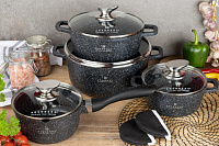 Набор казанов 4 шт. черный мрамор Edenderg EB - 8143 ✅ базовая цена $52.57 ✔ Опт ✔ Скидки ✔ Заходите! - Интернет-магазин ✅ Фортуна-опт ✅