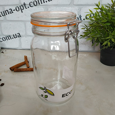 Банка с крышкой на зажиме Ecomo Бугель 1500 мл 22507 ✅ базовая цена 90.58 грн. ✔ Опт ✔ Скидки ✔ Заходите! - Интернет-магазин ✅ Фортуна-опт ✅