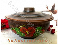 Кашник с крышкой рисованный -1,2 л 1789(красная глина)  ✅ базовая цена 73 грн. ✔ Опт ✔ Скидки ✔ Заходите! - Интернет-магазин ✅ Фортуна-опт ✅