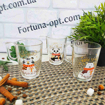 Чашка стекло 320 мл Нуево Новый год микс 0052 ✅ базовая цена 39.60 грн. ✔ Опт ✔ Скидки ✔ Заходите! - Интернет-магазин ✅ Фортуна-опт ✅