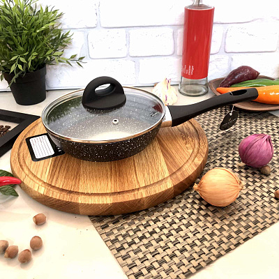 Сковорода с крышкой Edenberg EB - 3430 - 28 см, мрамор ✅ базовая цена $16.98 ✔ Опт ✔ Скидки ✔ Заходите! - Интернет-магазин ✅ Фортуна-опт ✅