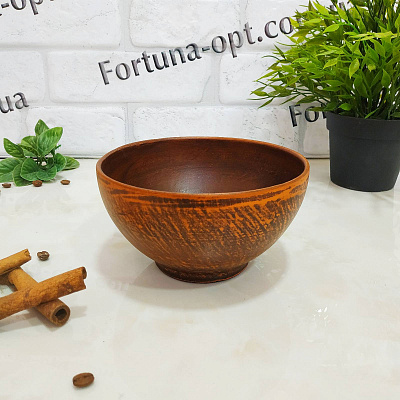 Миска Киссе из красной глины 0,6 л гладкая - 7774 ✅ базовая цена 41.44 грн. ✔ Опт ✔ Скидки ✔ Заходите! - Интернет-магазин ✅ Фортуна-опт ✅