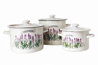 Набор эмалированных кастрюль 3л/5,5л/7л "824 Корзинка лаванды (молочный)" ✅ базовая цена 1&nbsp;093.20 грн. ✔ Опт ✔ Скидки ✔ Заходите! - Интернет-магазин ✅ Фортуна-опт ✅