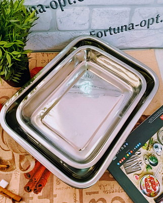 Набор противней нержавеющих  A - Plus - 0766 ✅ базовая цена $12.18 ✔ Опт ✔ Скидки ✔ Заходите! - Интернет-магазин ✅ Фортуна-опт ✅