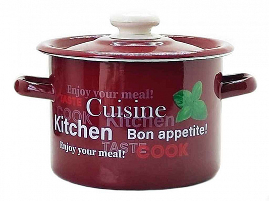 Кастрюля эмалированная 2,0л 1610/4 Базилик (бордо) ✅ базовая цена 169.98 грн. ✔ Опт ✔ Скидки ✔ Заходите! - Интернет-магазин ✅ Фортуна-опт ✅