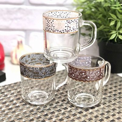 Чашка стеклянная 200 мл Кофе - 8104 - 8108 ✅ базовая цена 24.15 грн. ✔ Опт ✔ Скидки ✔ Заходите! - Интернет-магазин ✅ Фортуна-опт ✅