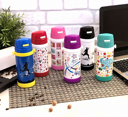 Термос детский с трубочкой и ремешком A-Plus - 1776 - 320 мл ➜ фото ➜р озн цена $4.98 -Интернет-магазин ✅ Fortuna-opt.com.ua. ✅