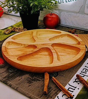 Менажница Ясень 30см круглая 6 секций 0129 ✅ базовая цена 228.11 грн. ✔ Опт ✔ Скидки ✔ Заходите! - Интернет-магазин ✅ Фортуна-опт ✅