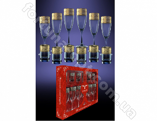 Набор бокалов под шампанское+стопка Версаче GE 08-1687/837 12 пр ✅ базовая цена 391.90 грн. ✔ Опт ✔ Скидки ✔ Заходите! - Интернет-магазин ✅ Фортуна-опт ✅