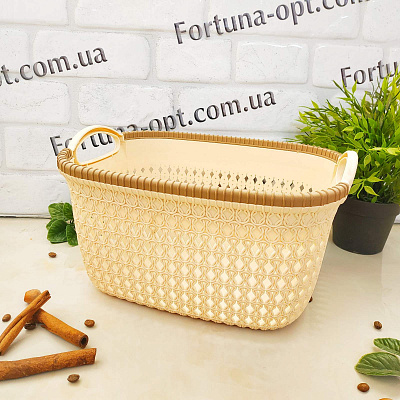 Пластиковая корзина-плетенка с ручками 29*24*16 см - Stenson - 85471 ✅ базовая цена $3.20 ✔ Опт ✔ Скидки ✔ Заходите! - Интернет-магазин ✅ Фортуна-опт ✅