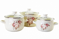 Набор кастрюль из эмали 1,5л/2,5л/3,5л 6928 Розовые цветы ✅ базовая цена 800.49 грн. ✔ Опт ✔ Скидки ✔ Заходите! - Интернет-магазин ✅ Фортуна-опт ✅