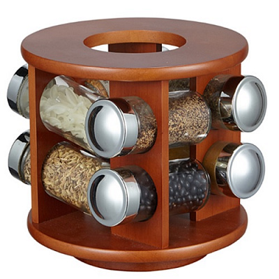 Спецовница на деревянной подставке 8шт d18*17см Stenson 3820 ✅ базовая цена $13.11 ✔ Опт ✔ Скидки ✔ Заходите! - Интернет-магазин ✅ Фортуна-опт ✅