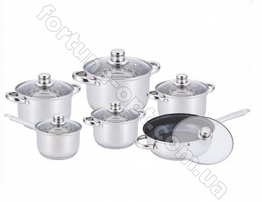 Набор посуды из нержавеющей стали Benson BN - 208➜ Опт и розница ✅ актуальная цена -Интернет магазин ✅ Фортуна ✅