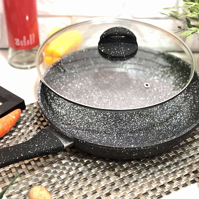 Сковорода мраморная с крышкой 26см А-плюс - 1513 ✅ базовая цена $14.86 ✔ Опт ✔ Скидки ✔ Заходите! - Интернет-магазин ✅ Фортуна-опт ✅