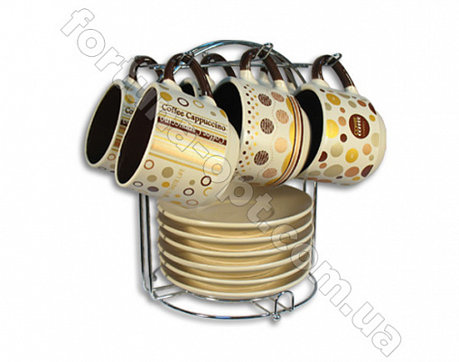 Чайный набор керамика на стойке  Elina EL - 2130 12 предметов ✅ базовая цена 244.70 грн. ✔ Опт ✔ Скидки ✔ Заходите! - Интернет-магазин ✅ Фортуна-опт ✅