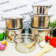 Набор кастрюль с нержавеющими крышками 12 предметов A-Plus - 0755➜ Опт и розница ✅ актуальная цена -Интернет магазин ✅ Фортуна ✅