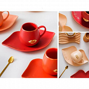 Чашка с блюдцем и ложкой 210 мл "Kiss" 00957 ✅ базовая цена $7.60 ✔ Опт ✔ Скидки ✔ Заходите! - Интернет-магазин ✅ Фортуна-опт ✅