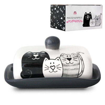 Масленка керам Мурчики  3397-19 ✅ базовая цена 125.84 грн. ✔ Опт ✔ Скидки ✔ Заходите! - Интернет-магазин ✅ Фортуна-опт ✅