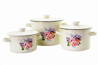 Набор эмалированных кастрюль 2л/3л/5,5л "822 Розовый пион" ✅ базовая цена 795.42 грн. ✔ Опт ✔ Скидки ✔ Заходите! - Интернет-магазин ✅ Фортуна-опт ✅